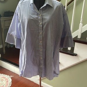 Zara Tops | Zara Striped Oversized Button Down